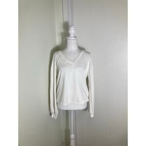 Nation Los Angeles Off White Long Sleeve V-Neck Sz M